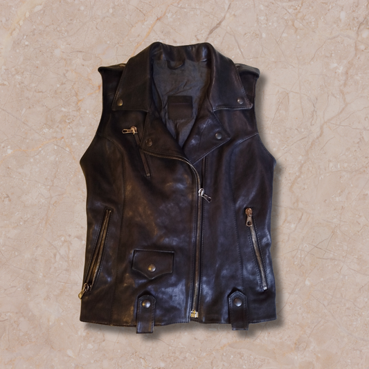 Heavy Cut Leather Vest - S