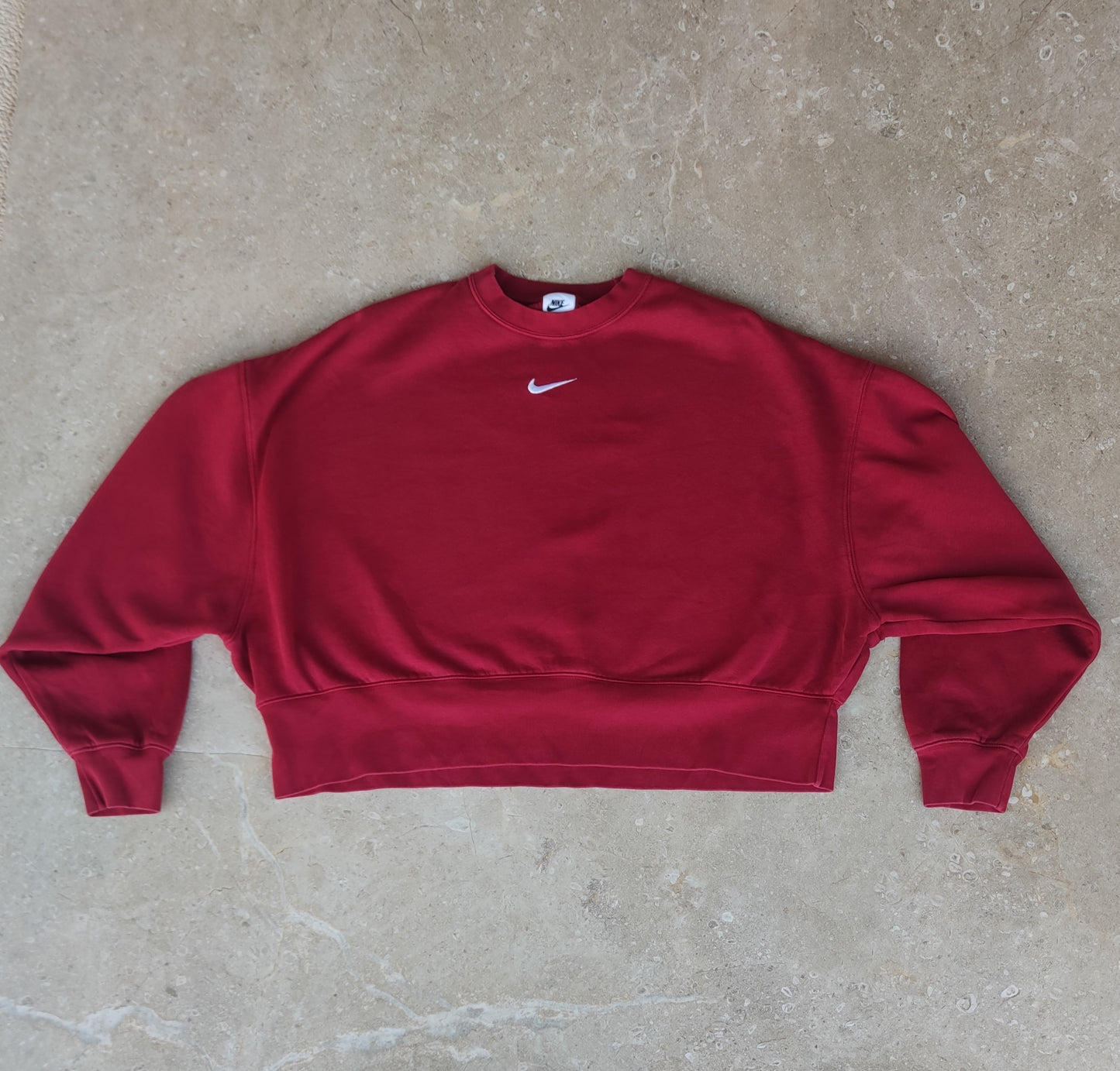 Woman Oversized Red Crop Sweatshirt