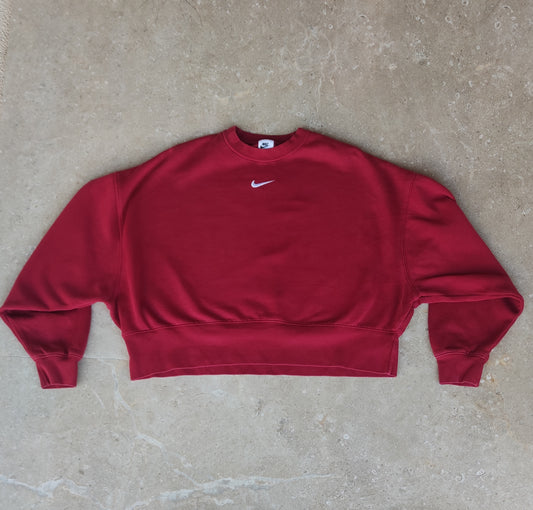 Woman Oversized Red Crop Sweatshirt