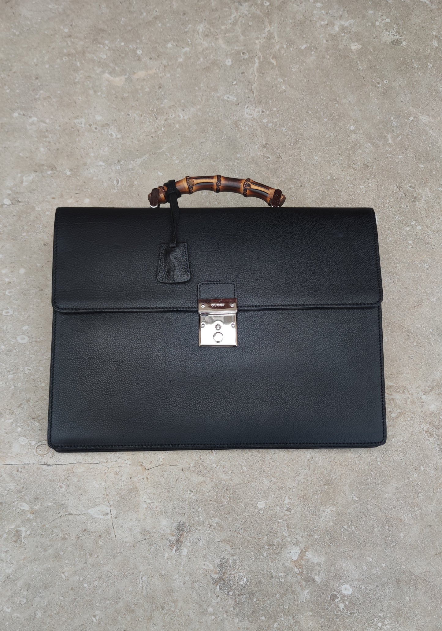 Gucci Leather Bamboo Handle Briefcase