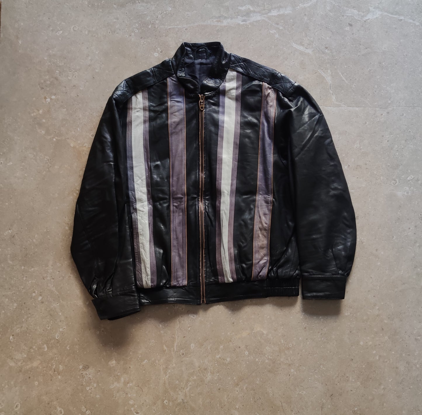 Stripes Leather Jacket - M